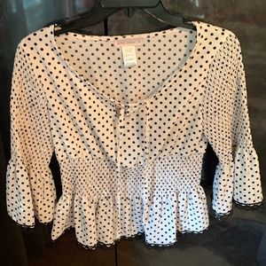 Ruched waist polka dot top